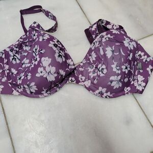 Vince Camuto Women's Purple Floral Comfortable Sexy Padded Push Up Bra Size 40D
